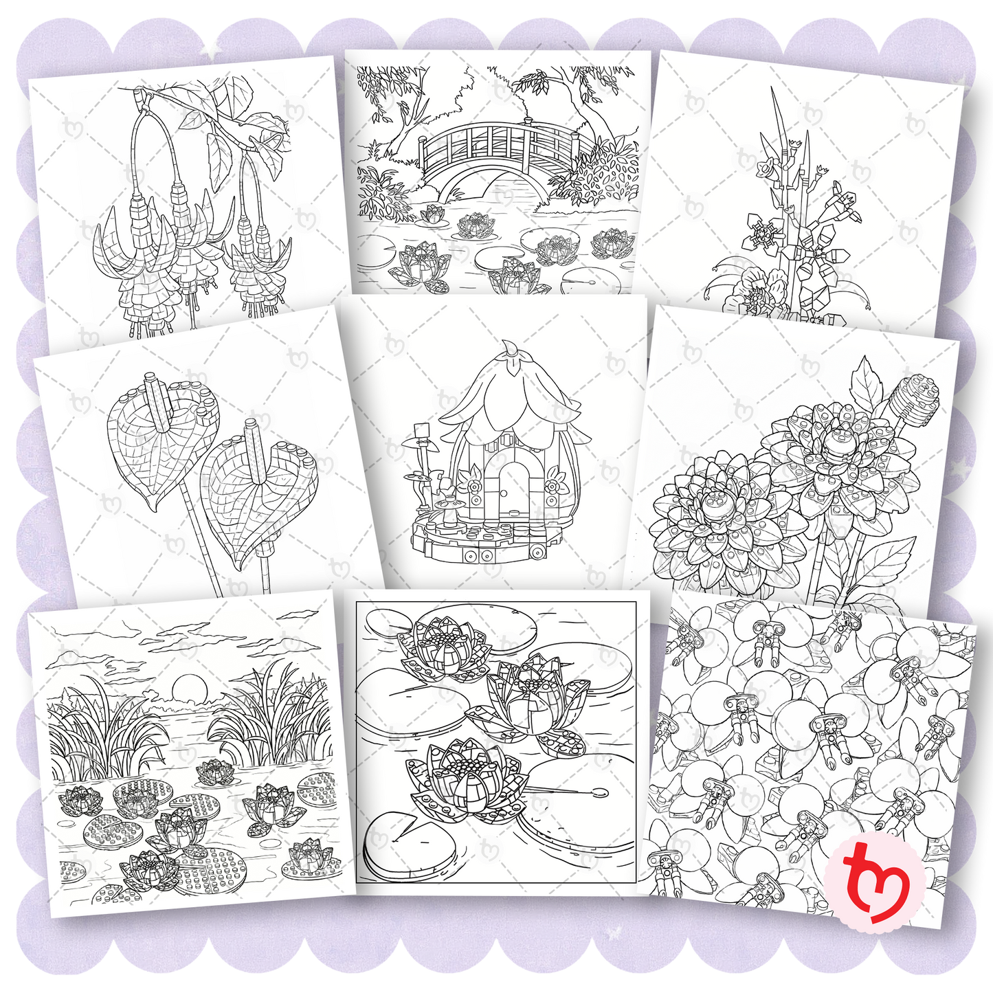 Digital Whimsical Days Blooming Bricks Colouring Book