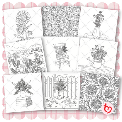 Digital Cottage Garden Days Blooming Bricks Colouring Book