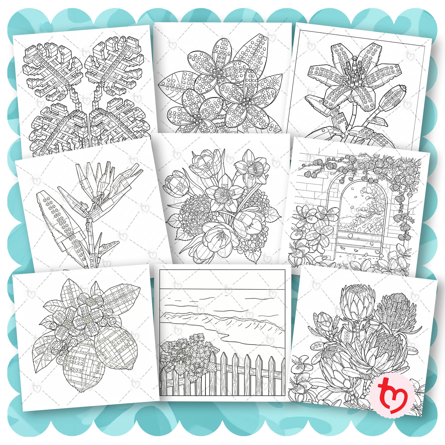 Digital Paradise Days Blooming Bricks Colouring Book