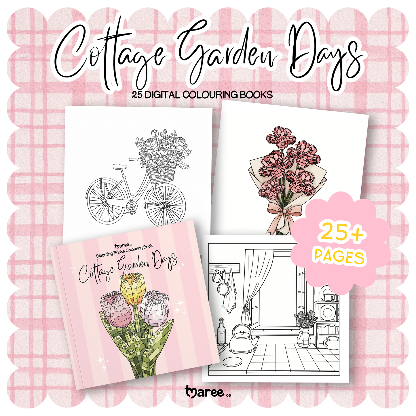 Digital Cottage Garden Days Blooming Bricks Colouring Book