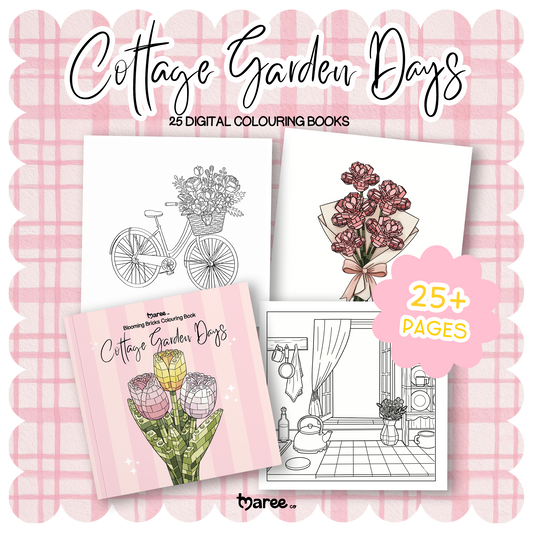 Digital Cottage Garden Days Blooming Bricks Colouring Book